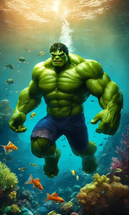 Vertebrate, Muscle, Green, Hulk, Natural Environment, Cartoon