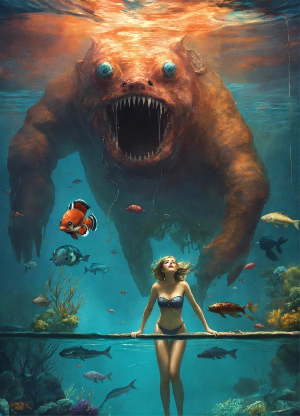 Vertebrate, Organism, Art, Poster, Water, Underwater