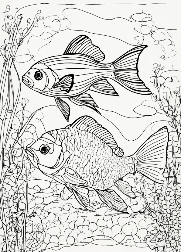 Vertebrate, Organism, Fin, Fish, Art, Drawing