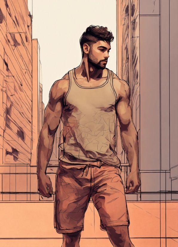 Wallpaper Download Cartoon, Muscle, Beard, Sleeve, Standing, Gesture