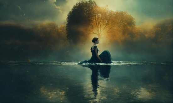 Wallpaper Kawaii Anime, Water, Cloud, Sky, People In Nature, Tree