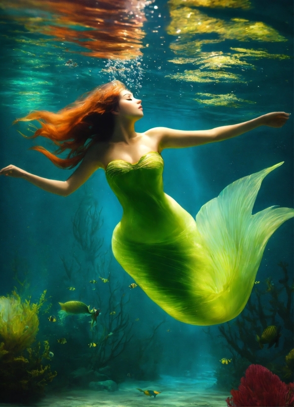Water, People In Nature, Light, Green, Nature, Underwater