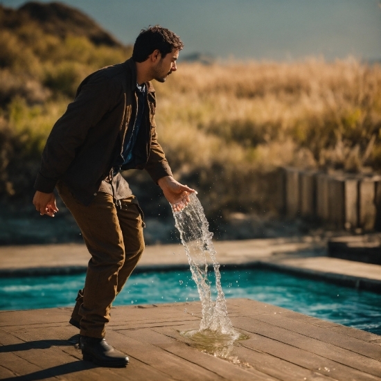 Water, Sky, People In Nature, Happy, Standing, Flash Photography