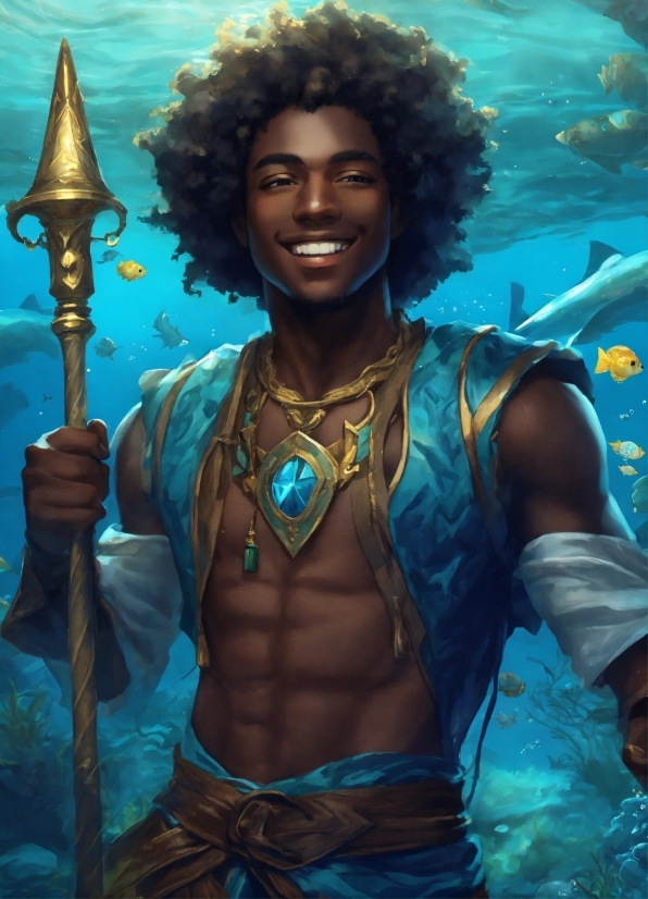 Water, Smile, Blue, Jheri Curl, Happy, Art