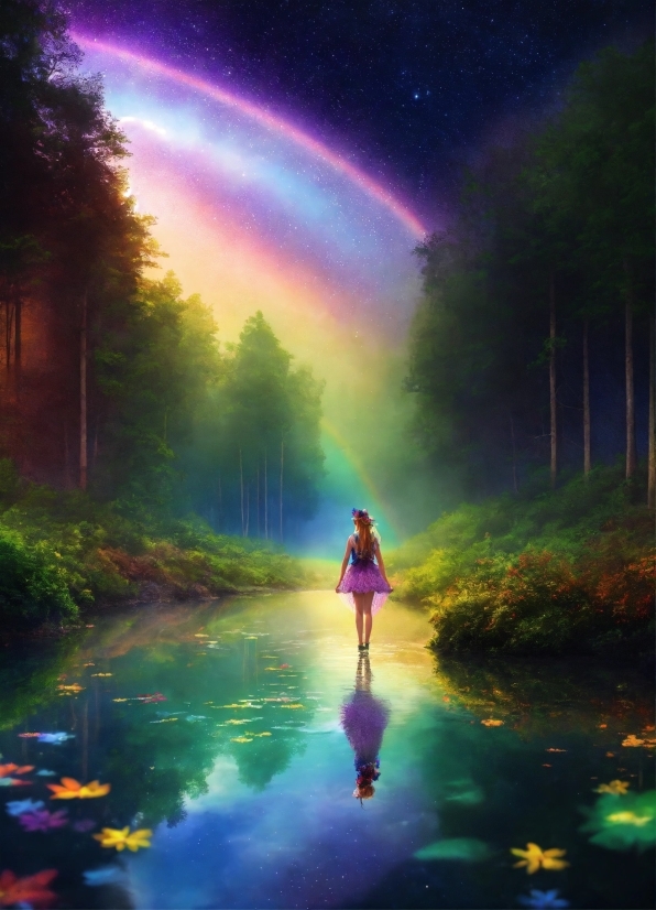 Wizard Stock Image, Water, Rainbow, Atmosphere, Plant, Light