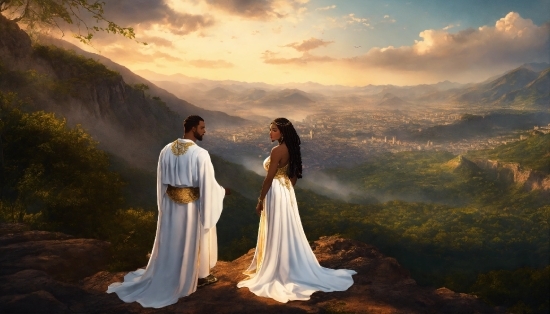 27x40, Cloud, Sky, Mountain, Wedding Dress, People In Nature