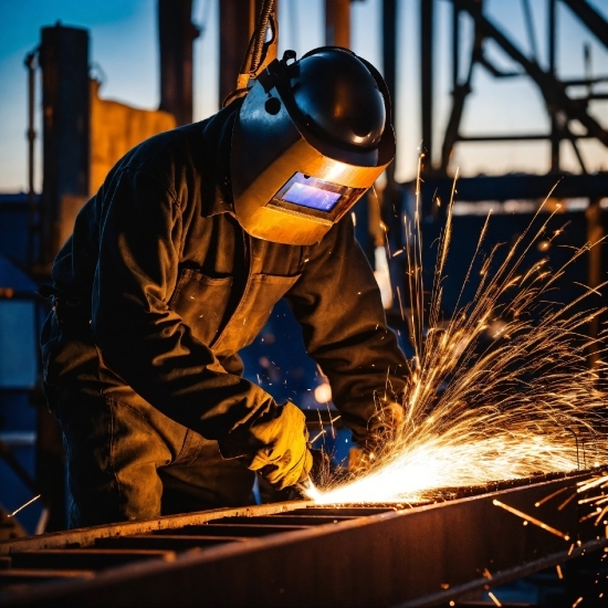 3d Graphic Design, Grinding, Welder, Welding Helmet, Sky, Steelworker