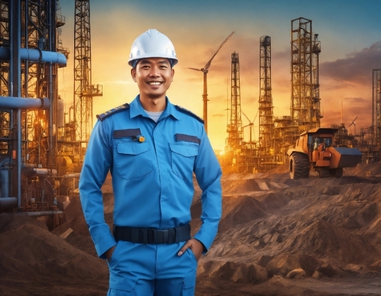 Adobe Photoshop Software, Sky, Hard Hat, Helmet, Workwear, Smile