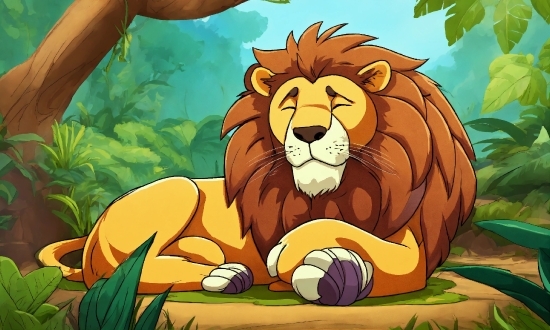 Aesthetic Music No Copyright, Cartoon, Felidae, Plant, Carnivore, Lion