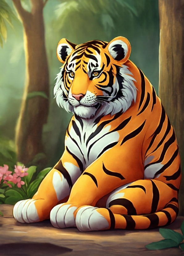 Ai Based Content Creation, Bengal Tiger, Tiger, Siberian Tiger, Plant, Carnivore