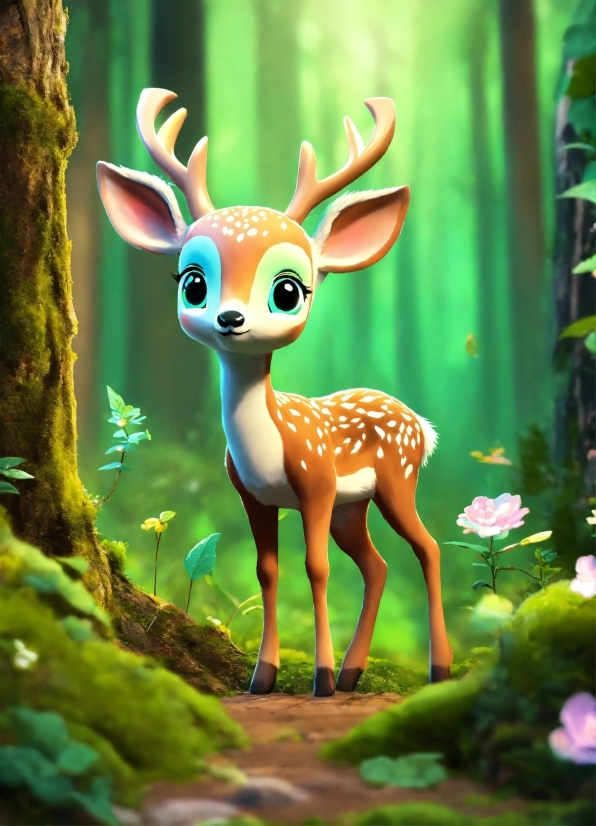 Ai Content Creation, Plant, Green, Deer, Leaf, Lighting