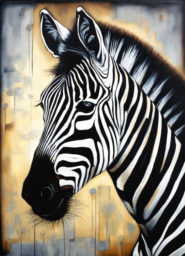 Art Deco Images Public Domain, Hair, Zebra, Head, Painting, Terrestrial Animal