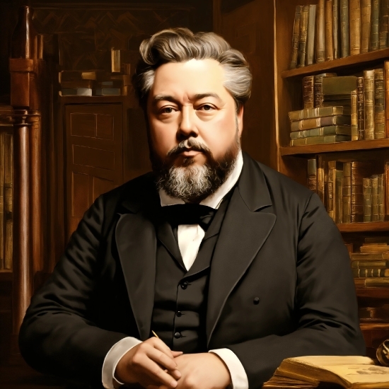 Beard, Book, Shelf, Facial Hair, Bookcase, Blazer