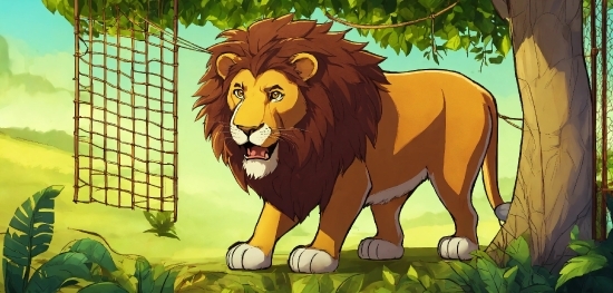 Cartoon, Felidae, Carnivore, Organism, Yellow, Lion