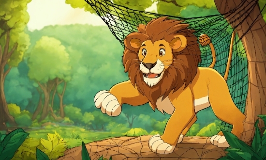 Cartoon, Natural Environment, Tree, Organism, Lion, Mammal