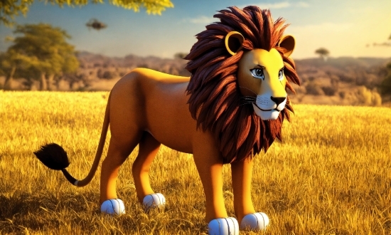 Cartoon Video Editing App, Sky, Vertebrate, Plant, Lion, Felidae