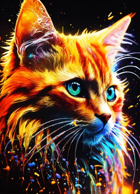 Cat, Carnivore, Felidae, Whiskers, Painting, Art