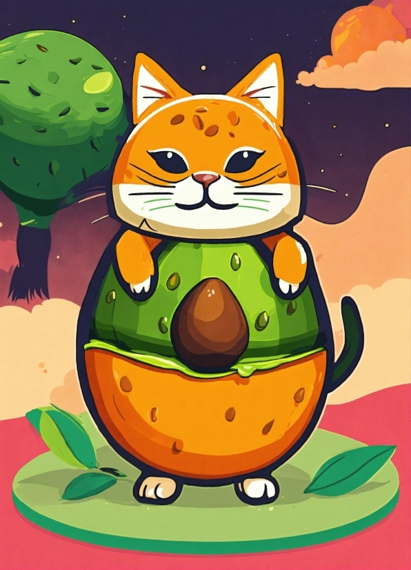 Cat, Cartoon, Facial Expression, Plant, Felidae, Green