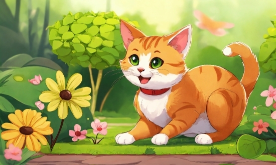 Cat, Vertebrate, Cartoon, Nature, Plant, Carnivore