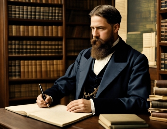 Change Remove Background, Table, Coat, Beard, Book, Shelf