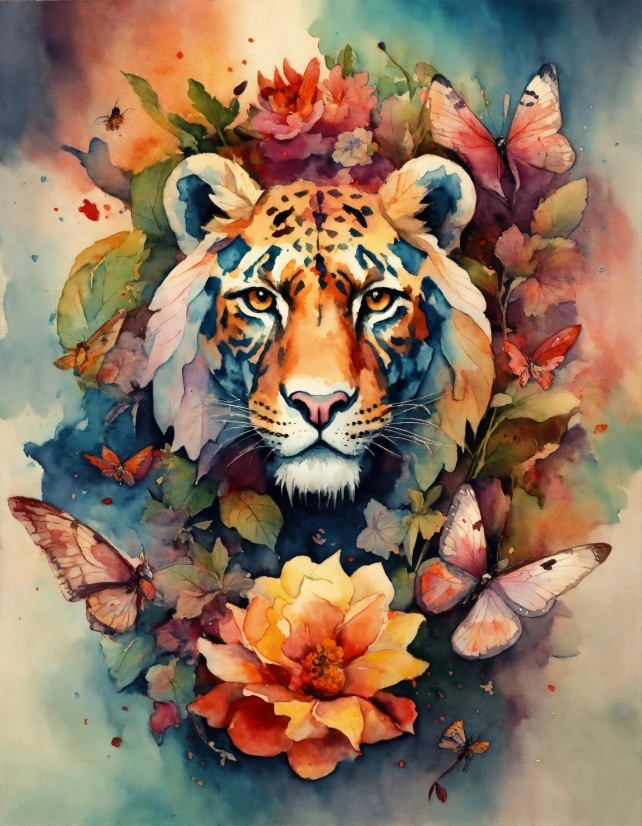 Content Creation Sites, Siberian Tiger, Bengal Tiger, Plant, Paint, Painting