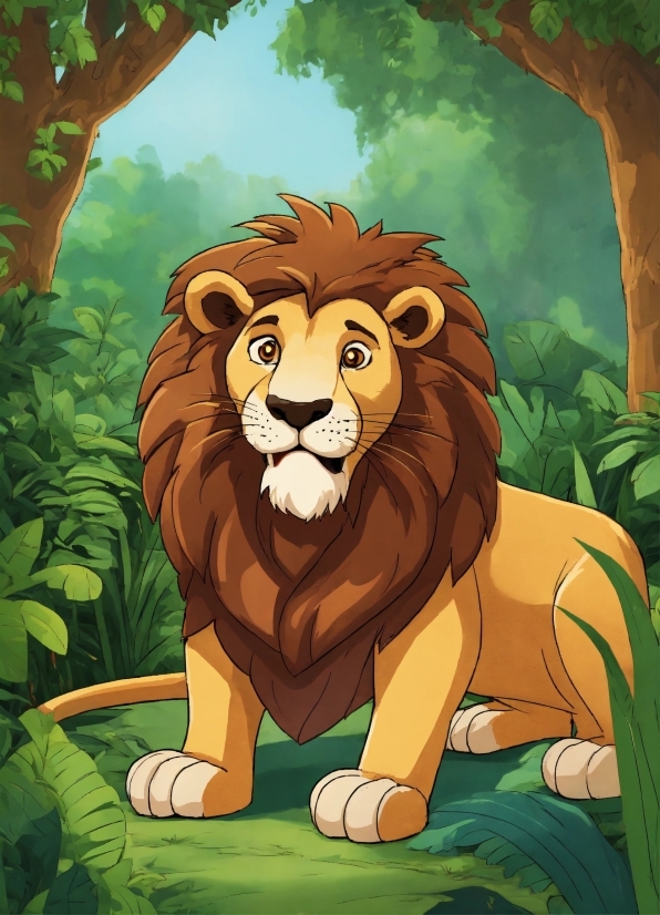 Content Creator Ai, Plant, Ecoregion, Cartoon, Felidae, Lion