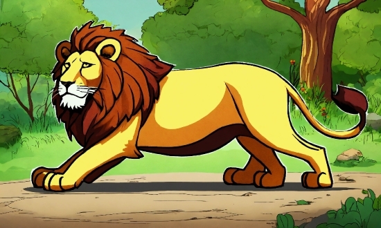 Coreldraw Full, Carnivore, Organism, Cartoon, Lion, Felidae