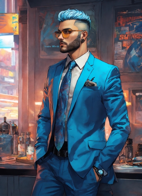 Filmmaking Visual Arts, Blue, Dress Shirt, Beard, Sunglasses, Fashion