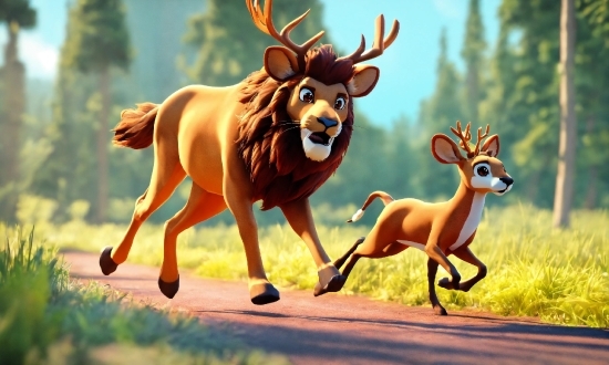 Filmora Without Watermark, Deer, Elk, Organism, Cartoon, Plant