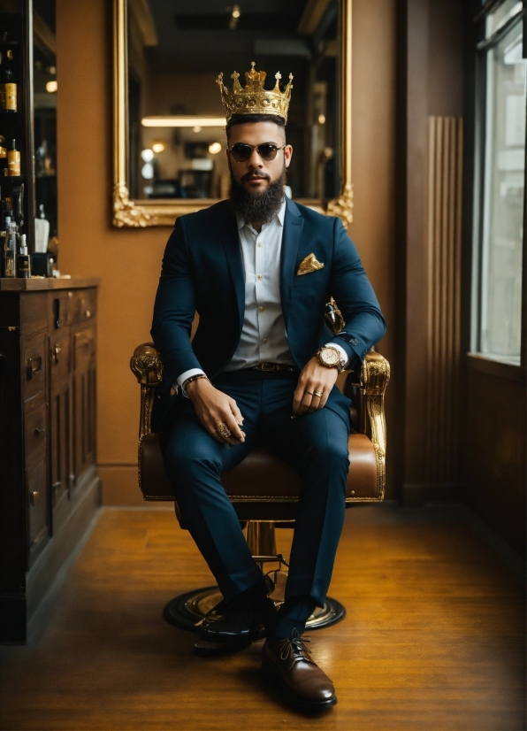 Footwear, Dress Shirt, Beard, Lighting, Flash Photography, Collar