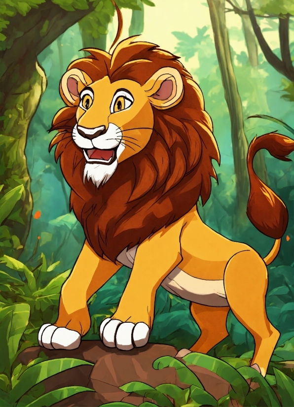 Free Pc Editing Software No Watermark, Cartoon, Felidae, Natural Environment, Plant, Lion