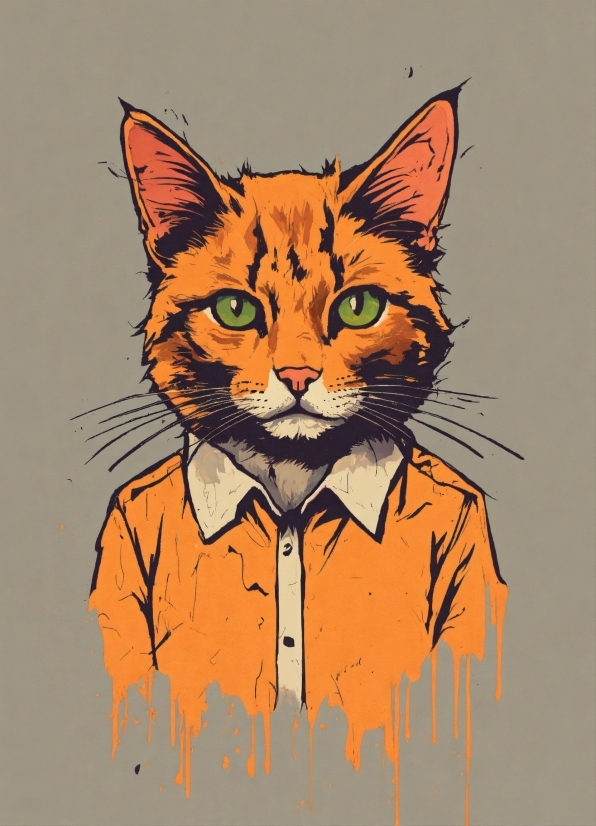 Free Public Domain Website, Cat, Felidae, Carnivore, Art Paint, Orange