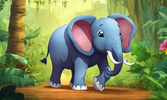 Free Video Editor, Elephant, Elephants And Mammoths, Cartoon, Natural Environment, Plant