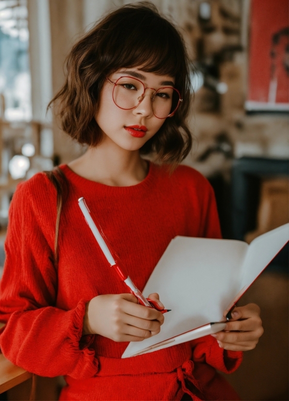 Glasses, Hairstyle, Vision Care, Fashion, Sleeve, Eyewear