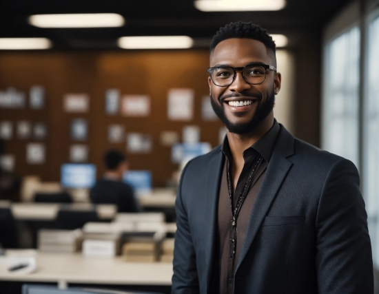 Glasses, Smile, Vision Care, Collar, Eyewear, Blazer