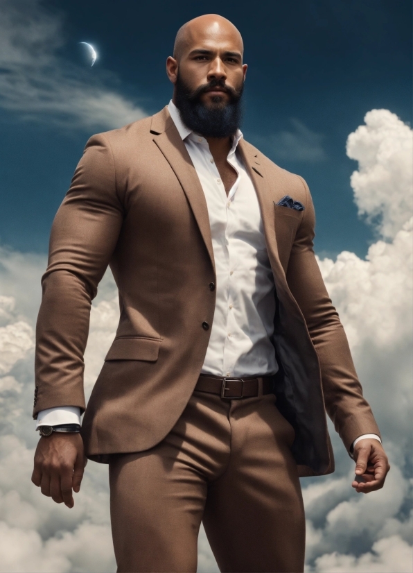 Gold Poster, Outerwear, Cloud, Sky, Beard, Flash Photography