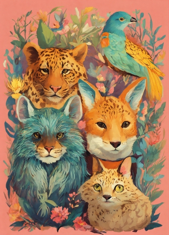 Green, Felidae, Carnivore, Orange, Organism, Whiskers