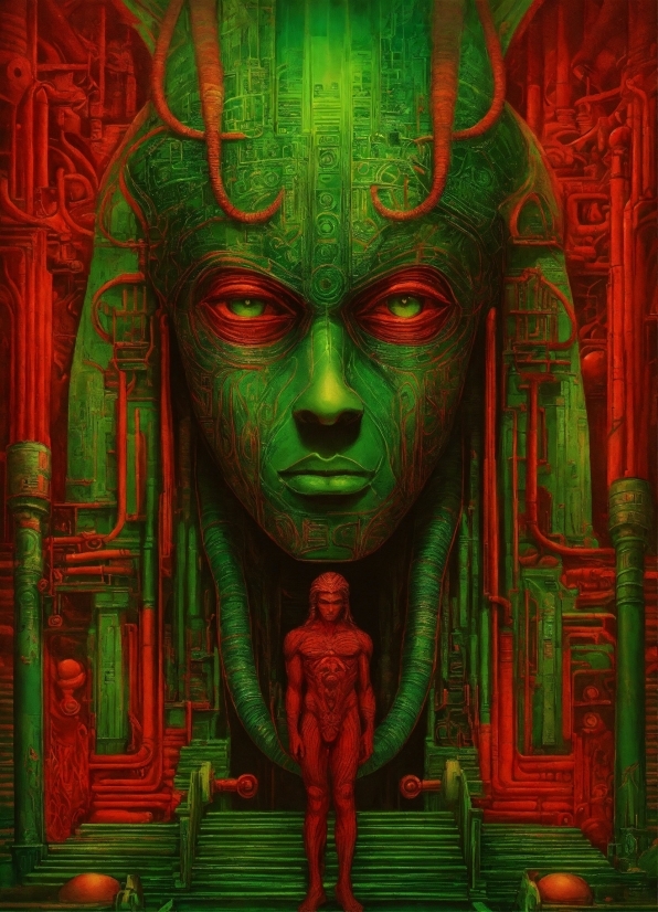 Green, Temple, Organism, Art, Wood, Red