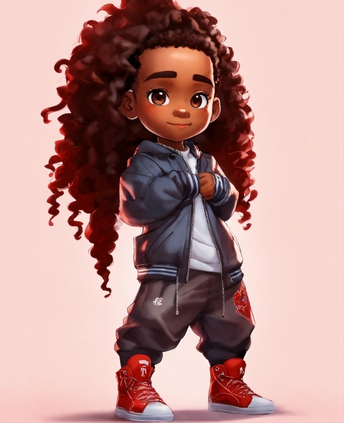 Hair, Head, Jheri Curl, Gesture, Toy, Red