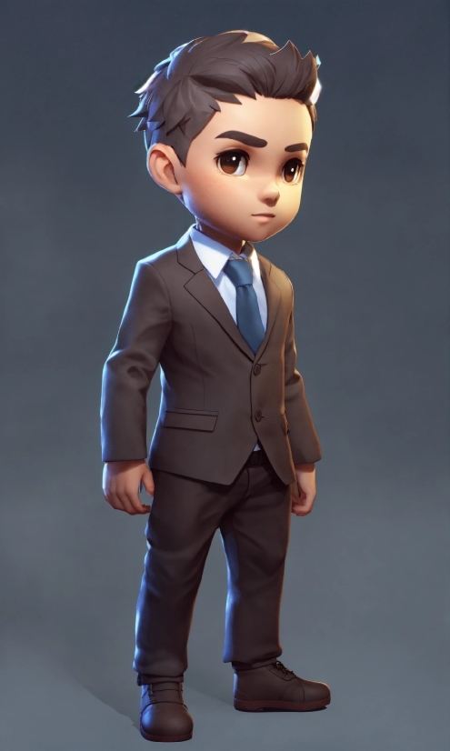 Hairstyle, Dress Shirt, Tie, Sleeve, Toy, Gesture