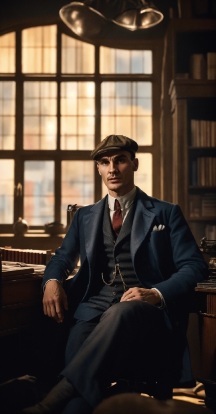 Hat, Dress Shirt, Flash Photography, Sleeve, Collar, Window