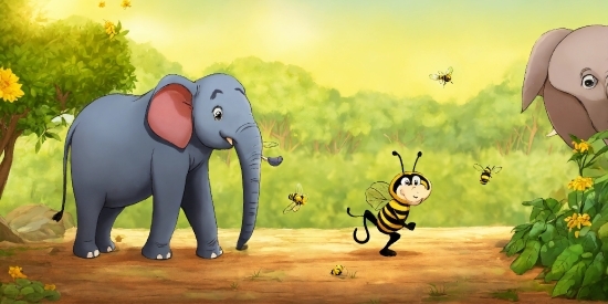 Kdenlive Effects, Cartoon, Elephant, Nature, Pollinator, Organism