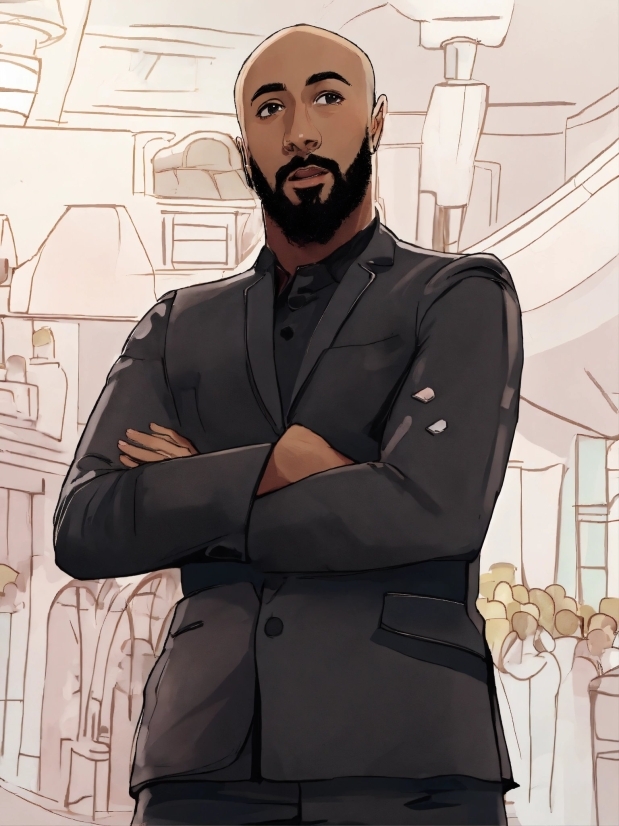 Kitchen Prints Wall Art, Hairstyle, Sleeve, Beard, Standing, Gesture