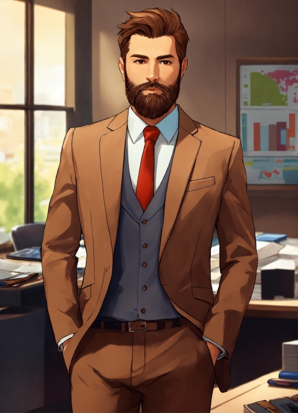 Modern Canvas Wall Art, Suit Trousers, Dress Shirt, Beard, Human, Fashion