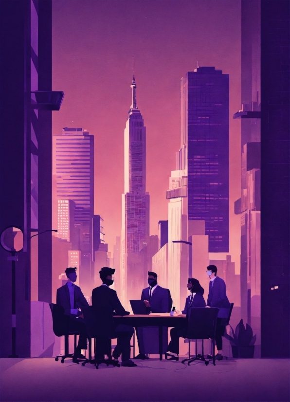 Modern Prints For Living Room, Skyscraper, Building, Purple, Tower, Tower Block