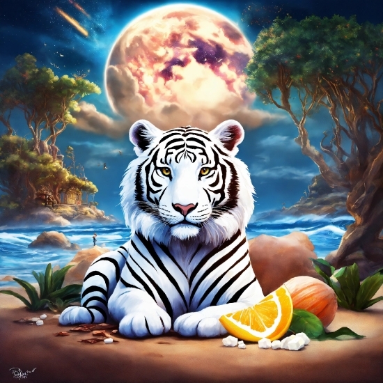 Non Copyright Flute Music, Bengal Tiger, Sky, Vertebrate, Siberian Tiger, World