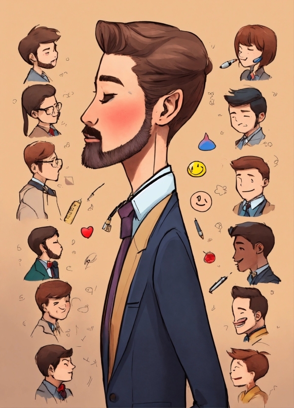 Nose, Chin, Hairstyle, Facial Expression, Cartoon, Jaw