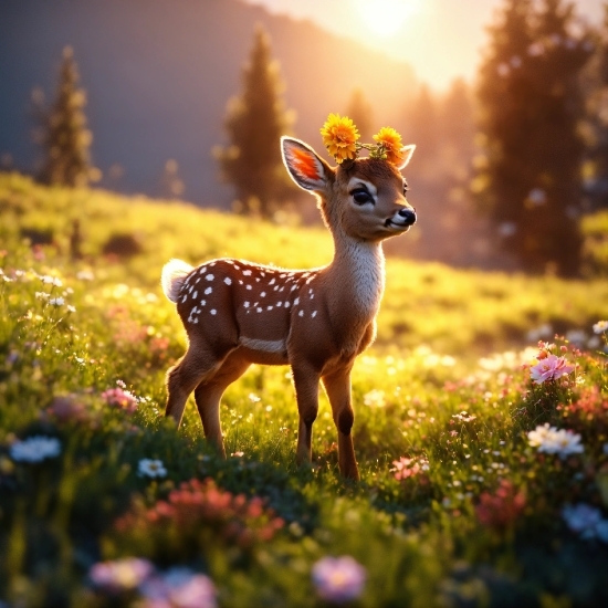 Openshot Software, Plant, Flower, Natural Landscape, People In Nature, Deer