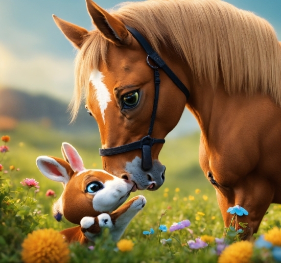 Paint Photo Editor, Horse, Plant, Flower, Vertebrate, Cartoon