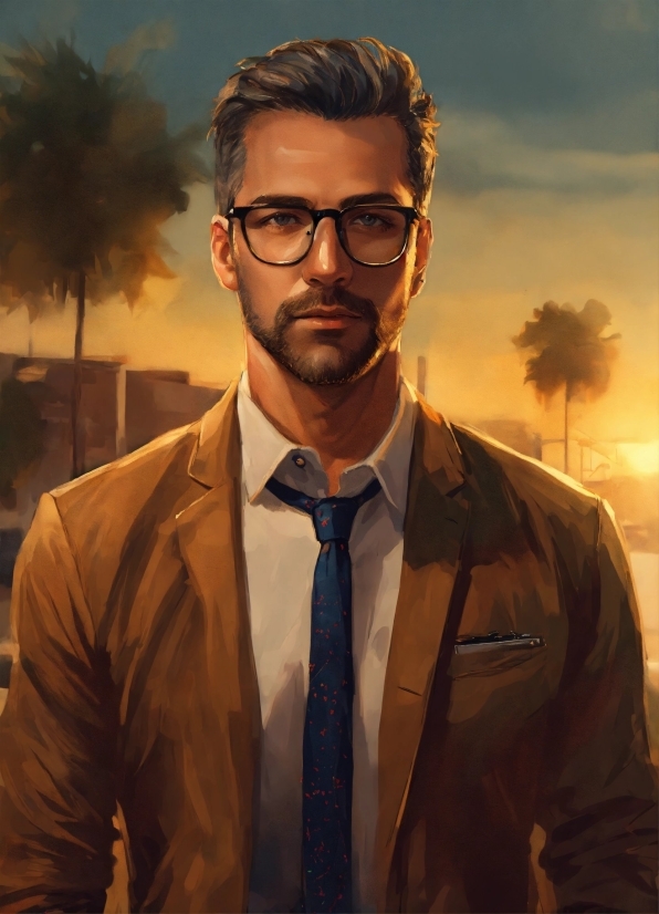 Painting In Visual Arts, Forehead, Glasses, Hairstyle, Vision Care, Dress Shirt